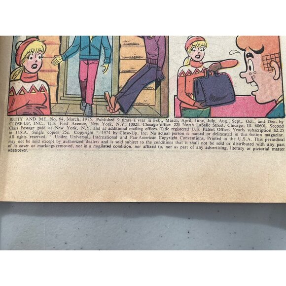 Archie Series Betty And Me #64 March 1975 Comics Vintage Issue Bagged Boarded - Picture 3 of 6